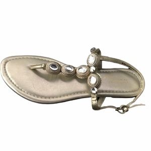 Madeline Stuart Jeweled Metallic Strap Sandals Ivan Model Women’s Size 8 M